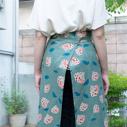 シックなグリーンの花柄エプロン-京都の縫製師手作り 9枚目の画像