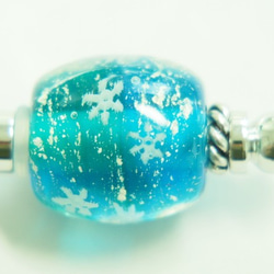 雪の結晶とんぼ玉のかんざし 水色×青緑 2枚目の画像
