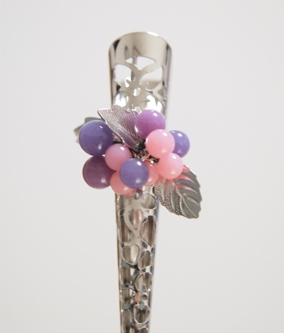 お花のヘアクリップ　小　ピンク＆紫 2枚目の画像