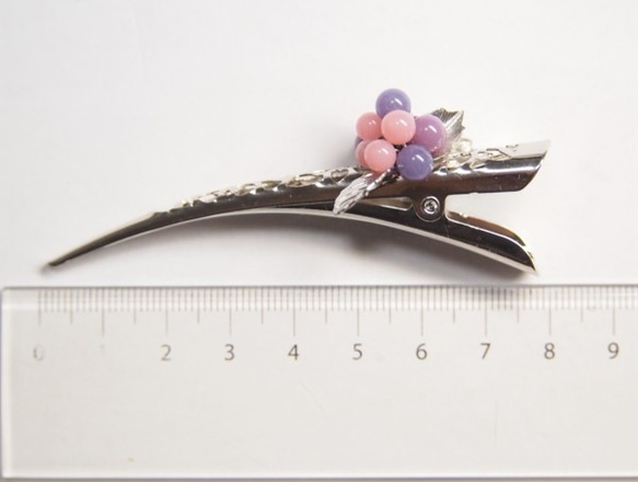 お花のヘアクリップ　小　ピンク＆紫 4枚目の画像