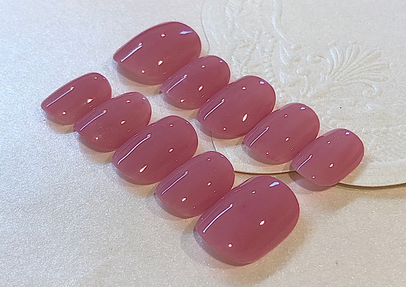 アンティーク ローズピンク ネイルチップ 付け爪 ワンカラーネイル 2枚目の画像