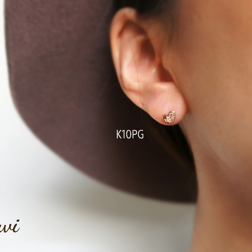 ハワイアンジュエリーピアス(ハート・K10) ピアス（スタッド・一