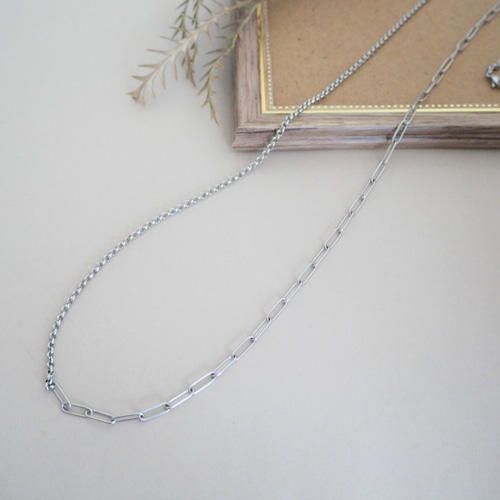 シルバー ロングネックレス サージカルステンレス バイチェーン 95cm ロングネックレス