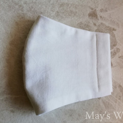 コットン　すっきりシンプル立体マスク　白（さらし）　フィルターポケット付き　大人用－普通 1枚目の画像