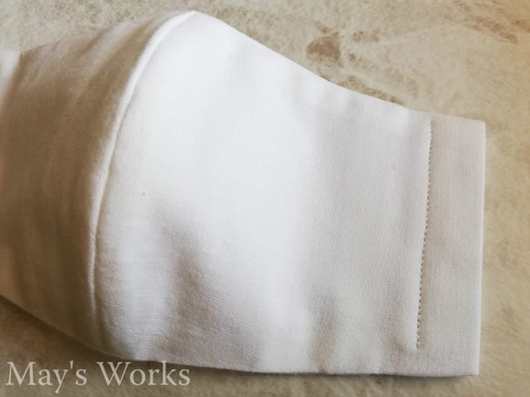 コットン　すっきりシンプル立体マスク　白（さらし）　フィルターポケット付き　大人用－普通 3枚目の画像