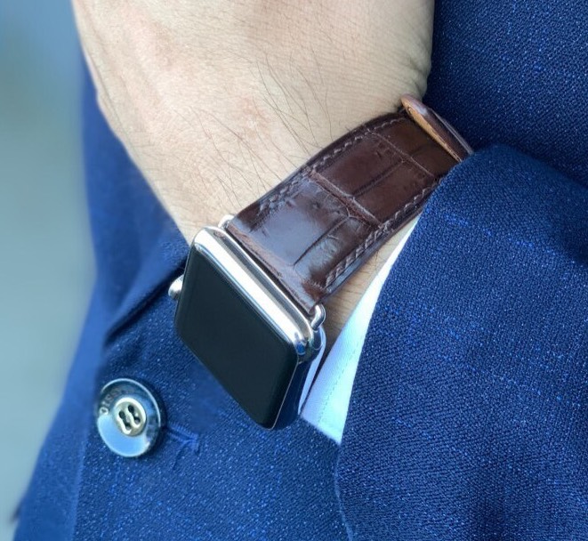 高級ワニ革使用Apple Watch クロコダイル革 ワニ革 バンド 時計