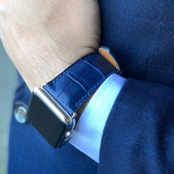 高級ワニ革使用Apple Watchワニレザーベルト 腕時計ベルト 腕時計バンド　レザーバンド　ダイヤモンド 高級金具付 1枚目の画像