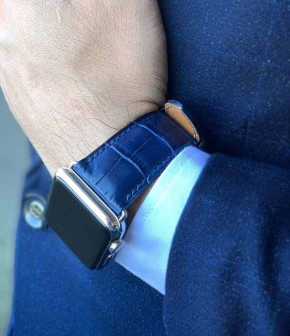 オーダーメイド　ワニ革　腕時計革ベルト　アップルウォッチ革ベルト　ストラップ 高級ワニ革使用Apple Watchワニレザーベルト 腕時計ベルト