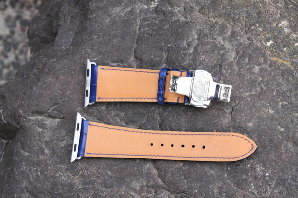 高級ワニ革使用Apple Watchワニレザーベルト 腕時計ベルト 腕時計バンド　レザーバンド　ダイヤモンド 高級金具付 7枚目の画像