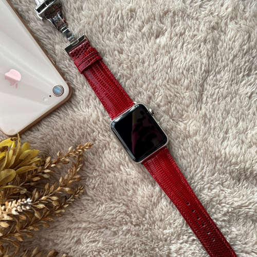 受注製作】【高級革使用】Apple Watch リザード革レザーバンド