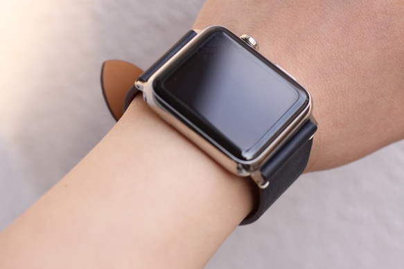 高級革使用Apple Watchレザーバンド レザーベルト 腕時計ベルト 腕時計バンド　D14　高級金具付け 5枚目の画像