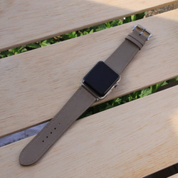 高級革使用Apple Watchレザーバンド　レザーベルト 腕時計ベルト グレイ　D19　高級金具付け 3枚目の画像