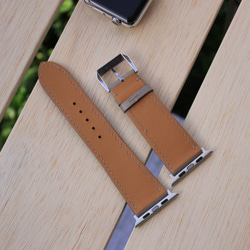 高級革使用Apple Watchレザーバンド　レザーベルト 腕時計ベルト グレイ　D19　高級金具付け 7枚目の画像