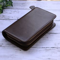 本革 ダブルファスナー メンズポーチ 大容量 長財布 ミニクラッチ