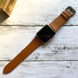 高級革使用Apple Watch(38/40)レザーベルト ブラウン 高級金具付け 2枚目の画像
