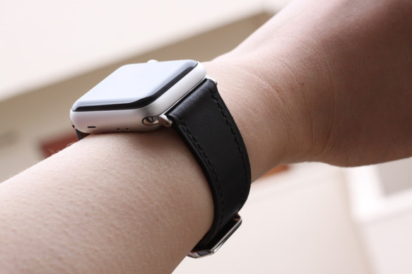高級革使用Apple Watchレザーベルト レザーバンド　腕時計ベルト D26 高級金具付け 4枚目の画像