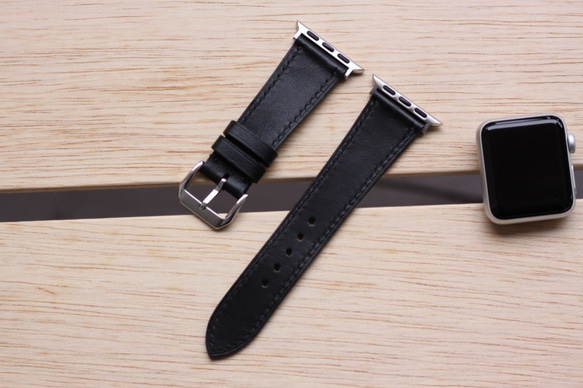 高級革使用Apple Watchレザーベルト レザーバンド　腕時計ベルト D26 高級金具付け 3枚目の画像