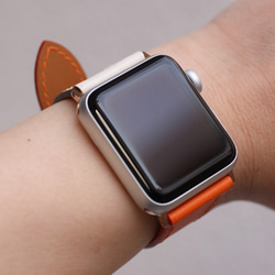 高級革使用Apple Watch可愛いレザーバンド レザーベルト　腕時計ベルト D32 高級金具付け 2枚目の画像