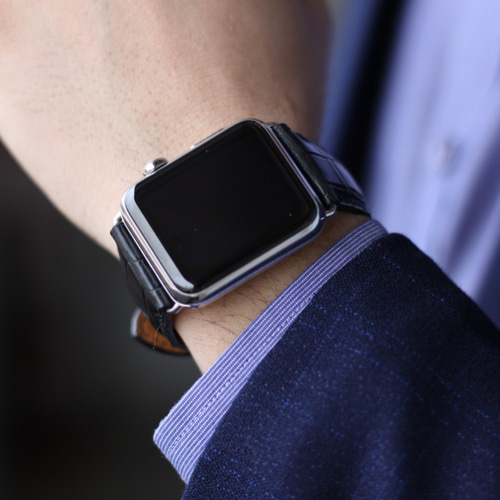 『3年保証』 高級ワニ革使用Apple レザーバンド ワニレザーベルト Watch 腕時計