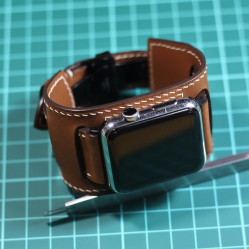 手縫い ラグ幅20MM/22MM/24MM/26MM ブラック×ホワイトステッチ