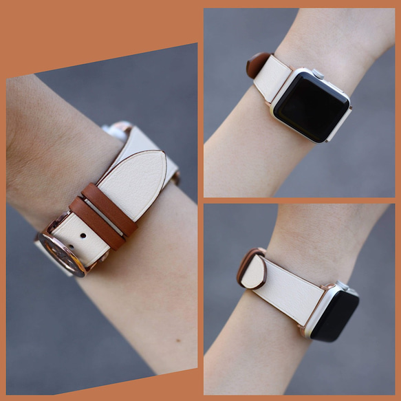 高級革使用Apple Watch　可愛いレザーベルト　腕時計ベルト　レザーバンドD37 高級金具付け 2枚目の画像