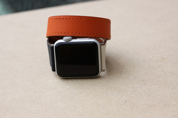 【新作】高級革使用Apple Watch重巻きタイプレザーベルト レザーバンド　腕時計ベルト L2 高級金具付け 5枚目の画像