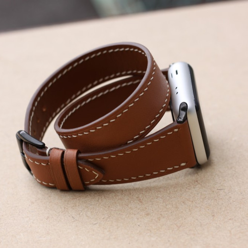 受注製作】高級革使用Apple Watch 2重巻きタイプレザーベルト 腕時計