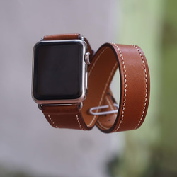 希少限定　Apple Watch HERMESレザーベルト二重 Apple Watch アップルウォッチ バンド 革 ベルト エルメス定番の