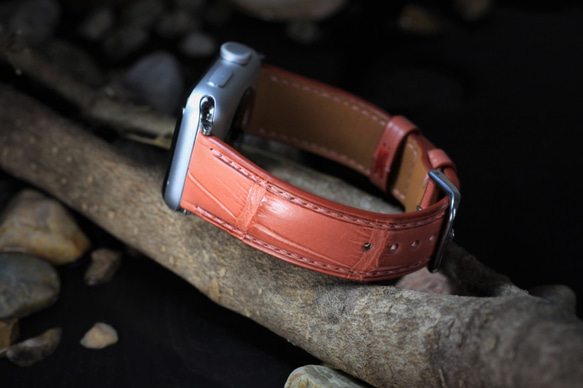 【新作】高級革使用Apple Watch フランス産クロコダイル革ワニ革 時計ベルトD68 2枚目の画像