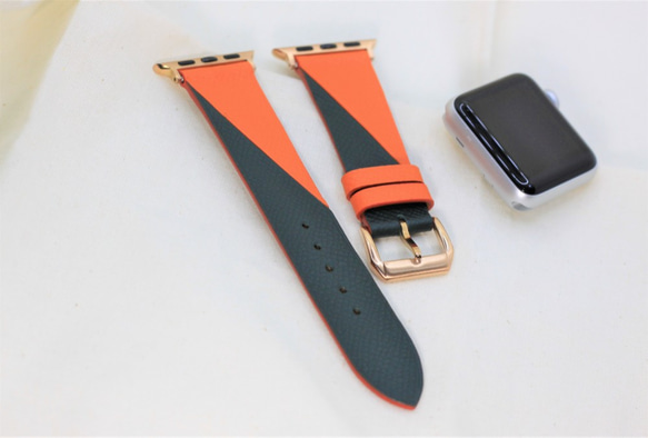 高級革使用Apple Watchエプソンレザーバンド　腕時計ベルト 時計ベルト　D43 高級金具付け 5枚目の画像