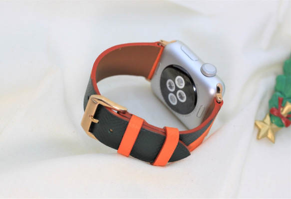 高級革使用Apple Watchエプソンレザーバンド　腕時計ベルト 時計ベルト　D43 高級金具付け 6枚目の画像