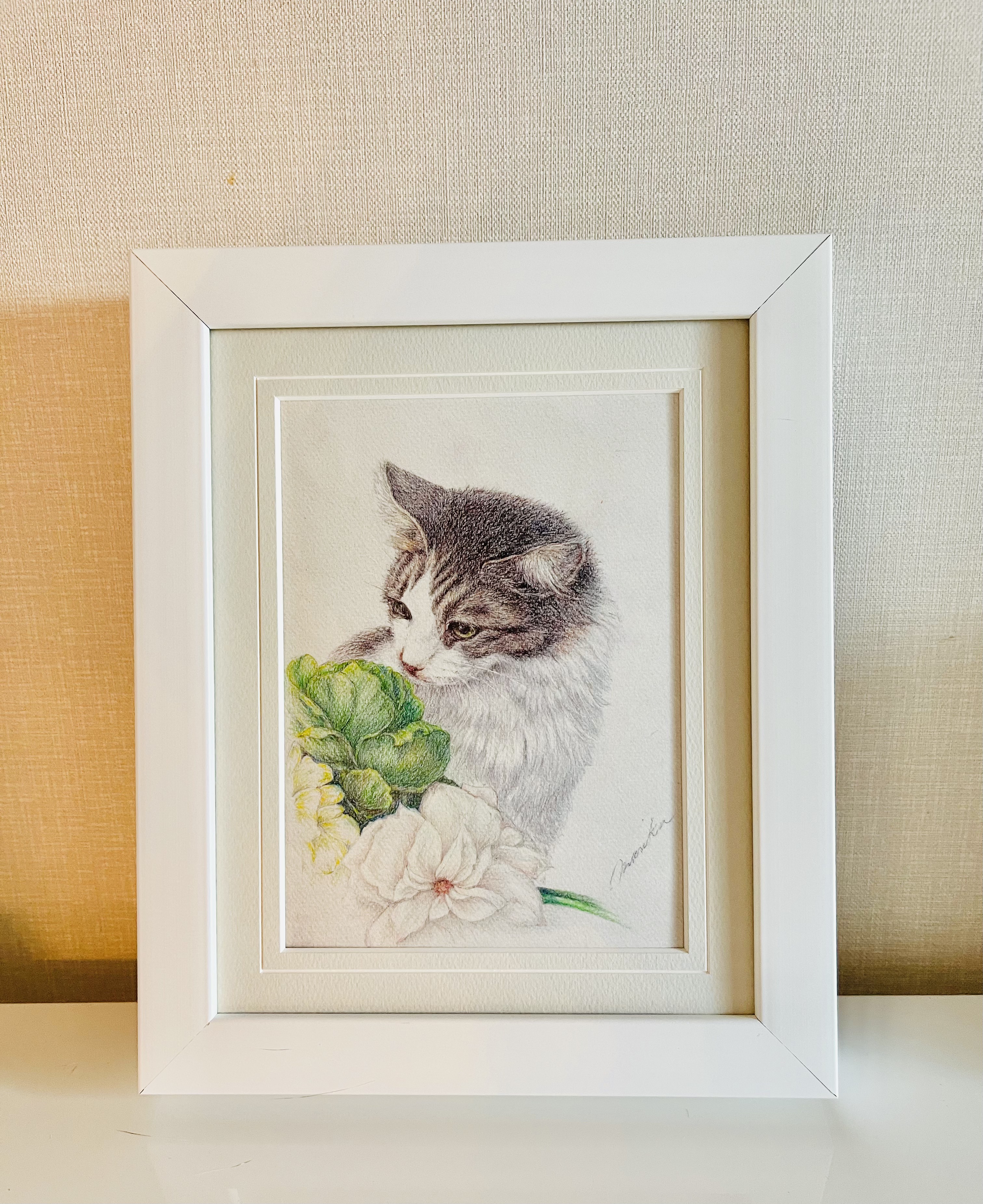 ロジーナ・ヴァハトマイスターの猫の絵　直筆サイン入り ロジーナ・ヴァハトマイスターの猫の絵直筆サイン入り