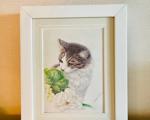 ロジーナ・ヴァハトマイスターの猫の絵　直筆サイン入り ロジーナ・ヴァハトマイスターの猫の絵 直筆サイン入り