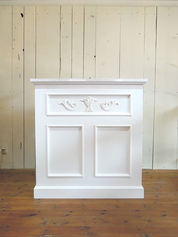 美容室 ネイルサロン エステサロン アンティーク調レジカウンター レジ台 レセプションカウンター W1000 大理石天板 