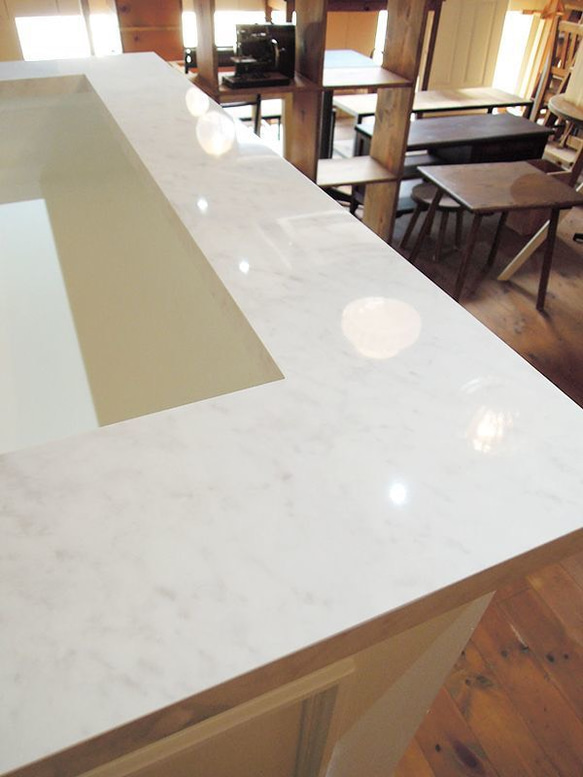 美容室 ネイルサロン エステサロン アンティーク調レジカウンター レジ台 レセプションカウンター W1000 大理石天板 