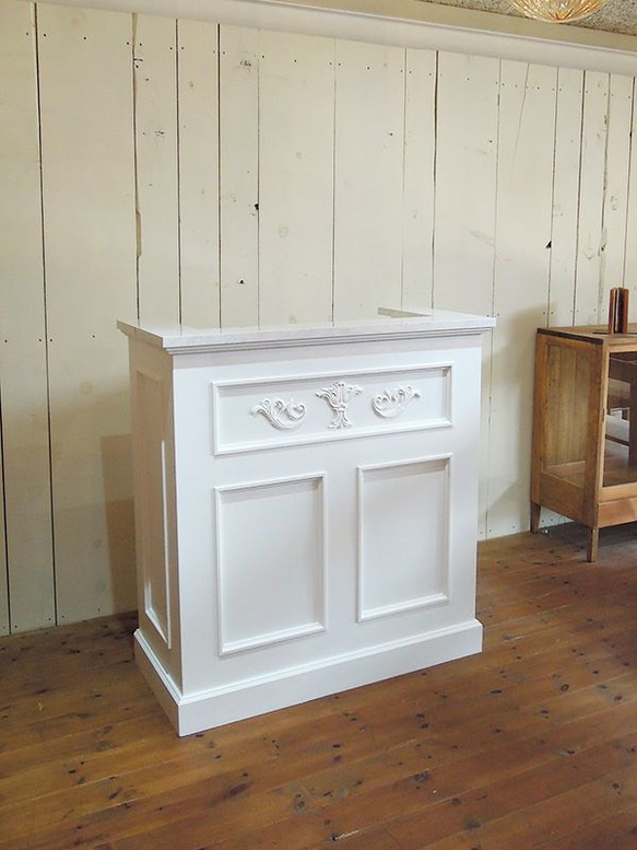 美容室 ネイルサロン エステサロン アンティーク調レジカウンター レジ台 レセプションカウンター W1000 大理石天板 