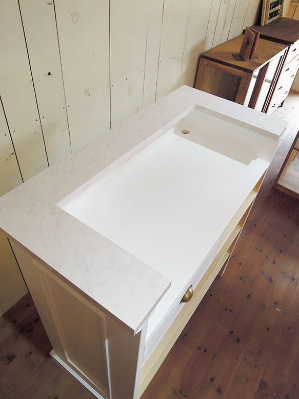 美容室 ネイルサロン エステサロン アンティーク調レジカウンター レジ台 レセプションカウンター W1000 大理石天板 