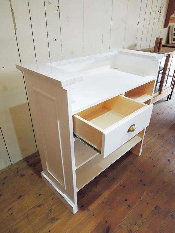 美容室 ネイルサロン エステサロン アンティーク調レジカウンター レジ台 レセプションカウンター W1000 大理石天板 