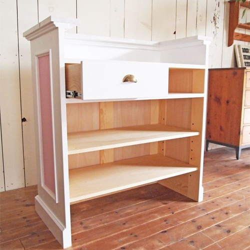 美容室カウンター（W1000ピンク・大理石天板） ロココ調レジカウンター