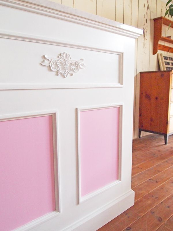 美容室 ネイルサロン エステサロン アンティーク調レジカウンター レジ台 レセプションカウンター W1000 大理石天板 W1000