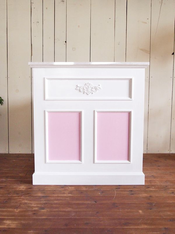 美容室 ネイルサロン エステサロン アンティーク調レジカウンター レジ台 レセプションカウンター W1000 大理石天板 W1000