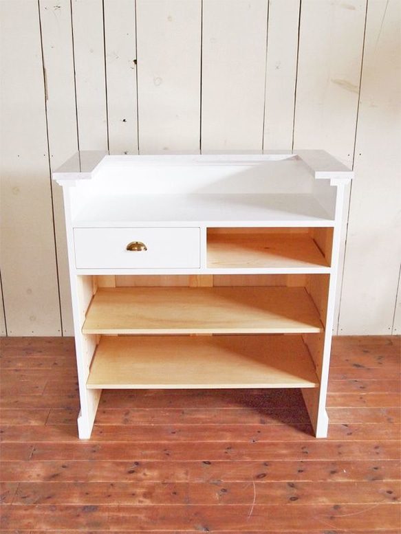 美容室 ネイルサロン エステサロン アンティーク調レジカウンター レジ台 レセプションカウンター W1000 大理石天板 W1000