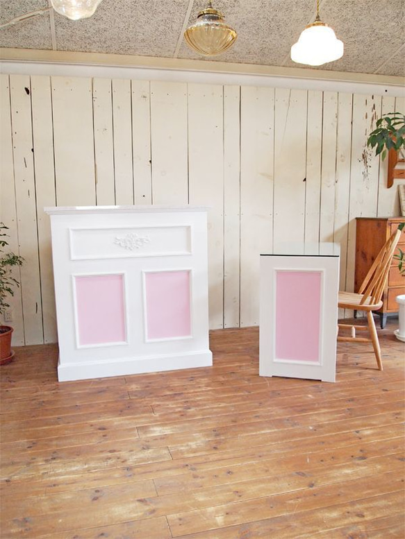 美容室 ネイルサロン エステサロン アンティーク調レジカウンター レジ台 レセプションカウンター W1000 大理石天板 W1000