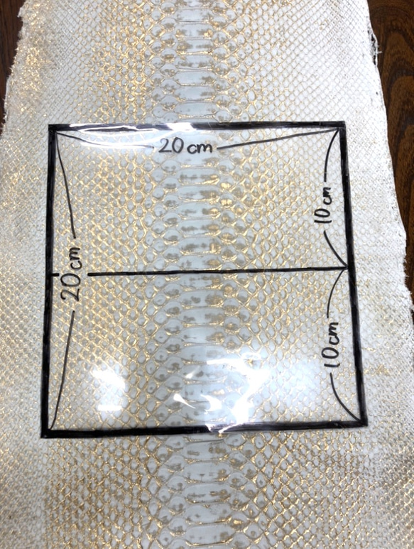 パイソン　ヘビ革　ホワイト×アンティークゴールド　一枚革_P8 9枚目の画像
