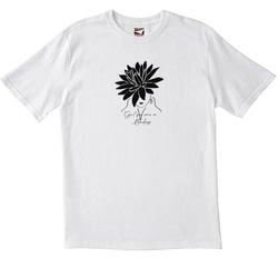 Tシャツ 黒白花B0035 6枚目の画像