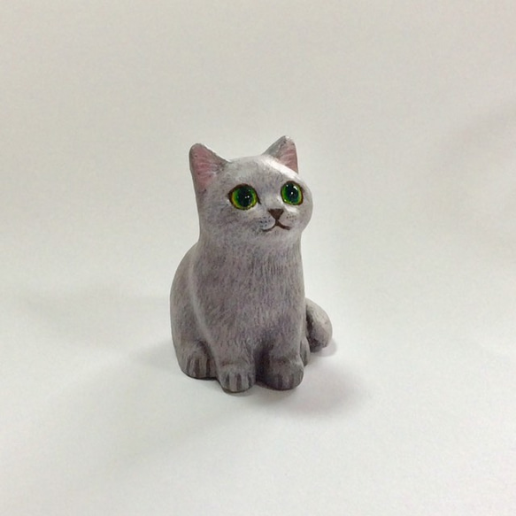 イタリア製陶器製 猫の置物 検グレーロシアンブルー イタリア製陶器製 猫の置物 検グレーロシアンブルー