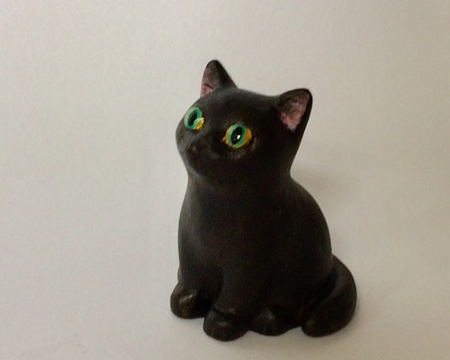 AHURA 黒猫　ネコ　置物 黒猫 置物 ネコ ガラス細工 ミニチュア 雑貨 動物 飾りフォー
