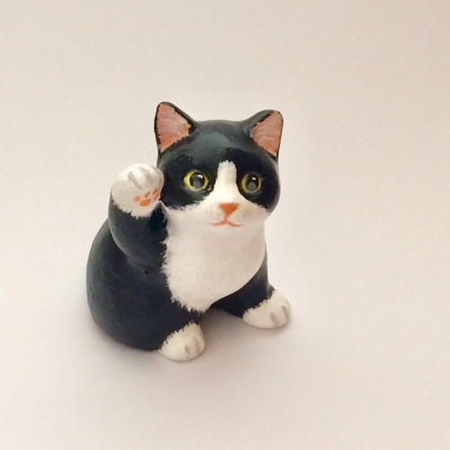 招き猫 うちの招き猫(みけ) 三毛猫 ハチワレ 薬師窯 左手