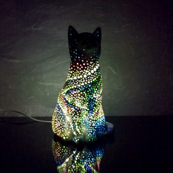猫型ランプシェード(オーロラ) 6枚目の画像