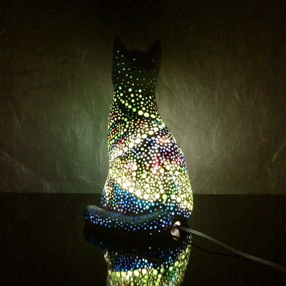猫型ランプシェード(オーロラ) 7枚目の画像